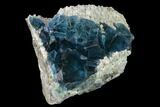 Cubic, Blue-Green Fluorite Crystals on Quartz - China #141796-1